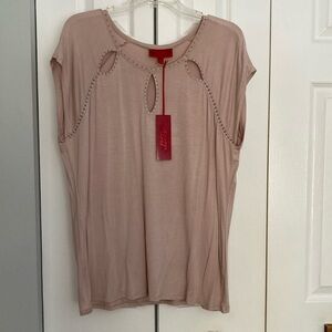 NWT XL Jennifer Lopez pink jeweled cutout tee